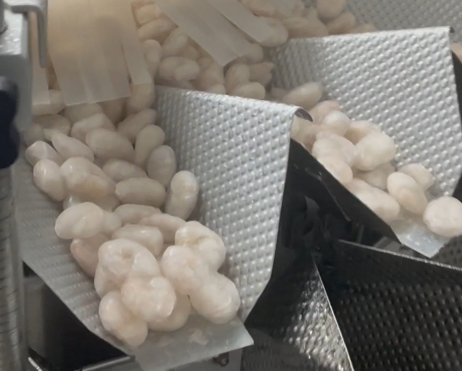 SS 304 Weigher Packing Machine Icy Shrimp Workshop Packing System Target Weight 200g~1500g