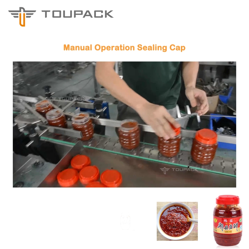 PLC Sauce Packaging Machine Thick Broad Bean Sauce Filling 4 Head Liquid Filling System