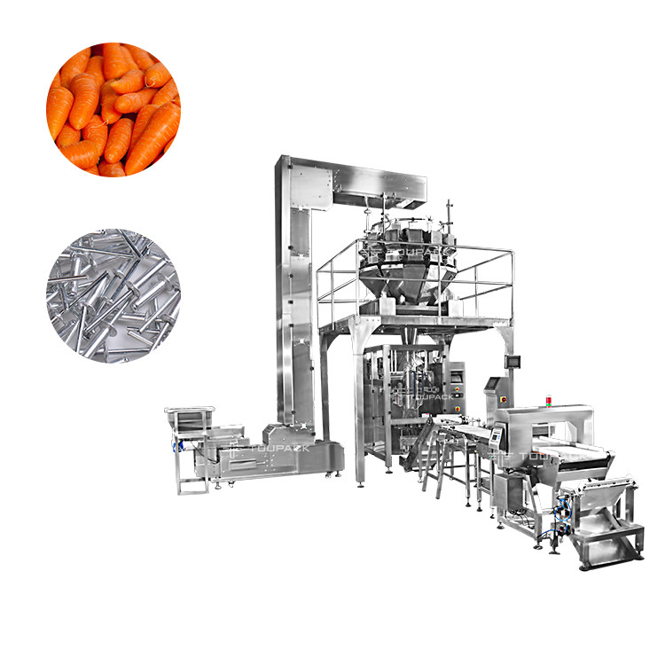 SS316 Weighing Filling Machine Vertical Lettuce Watercress 500g Baby Carrot Weighing Packing Detecting Machine