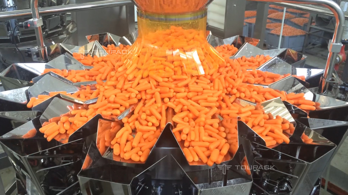 SS316 Weighing Filling Machine Vertical Lettuce Watercress 500g Baby Carrot Weighing Packing Detecting Machine