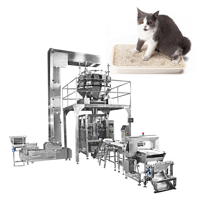 Automatic 4KG 10KG 18KG Granule 14 Head Weigher Cat Litter Bag Filling Packing Machine