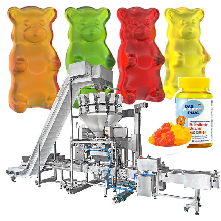 Automatic Bottle Can Jar Filling Packing Machine Gummy Candy Snacks Food Weight And Packaging Machine