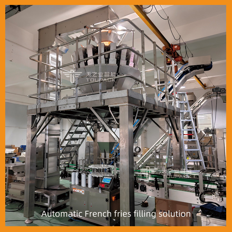 Aluminum Potato Nachos Shrimp Chips Sealing Food Canning Machine With 20 Head Multihead Weigher
