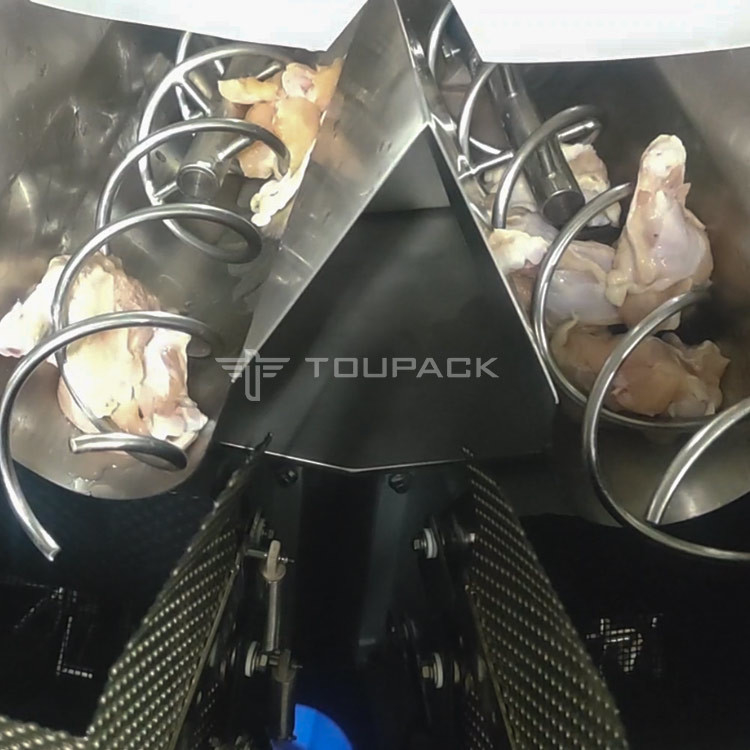 14 Head Combination Weigher SS 10-500g Fresh Meat Chicken Leg Auto Weighing Screwing Feeding System