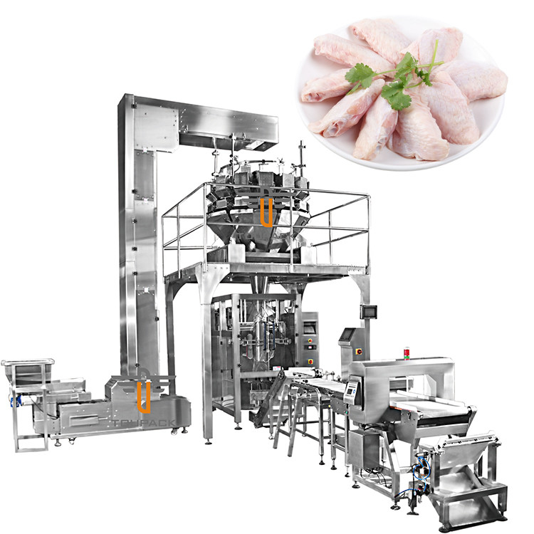VFFS Vertical Weighing Filling Machine Frozen Food Broiler Wing Chicken Leg Duck Neck Packing Machine