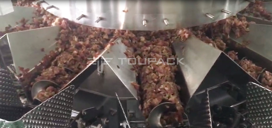 14 Head Screw Weigher 2.0KW 410kg Minced Pork Fresh Meat Weighing And Packing Machine