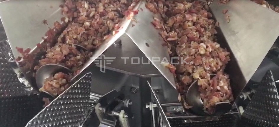 14 Head Screw Weigher 2.0KW 410kg Minced Pork Fresh Meat Weighing And Packing Machine