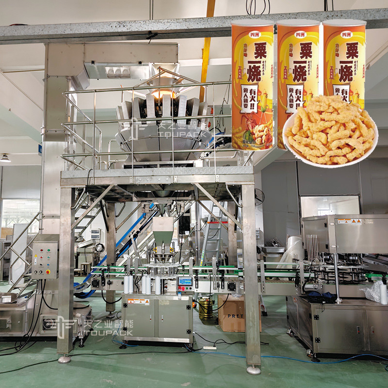 Fully Automatic Bottle Puffed Food Can Filling Machines Bugles Prawn Crackers Jar Filling Machine