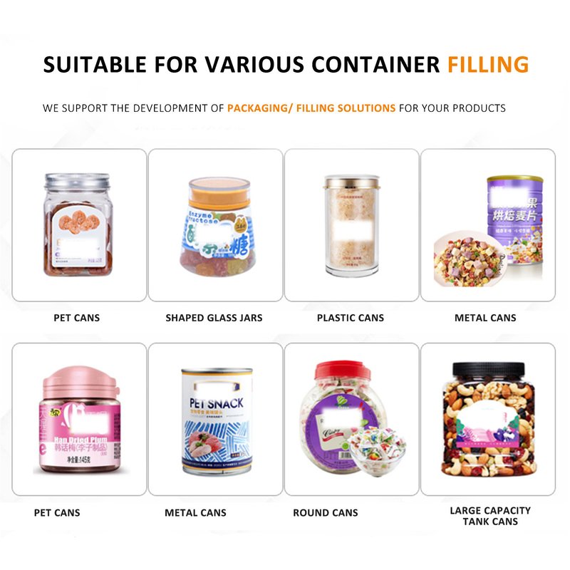 Fully Automatic Bottle Puffed Food Can Filling Machines Bugles Prawn Crackers Jar Filling Machine