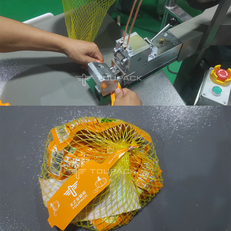 Manual Garlic Mesh Bag Packing Machine With Staples Semi Auto Ginger Mesh Bag Clipping Packing Machine