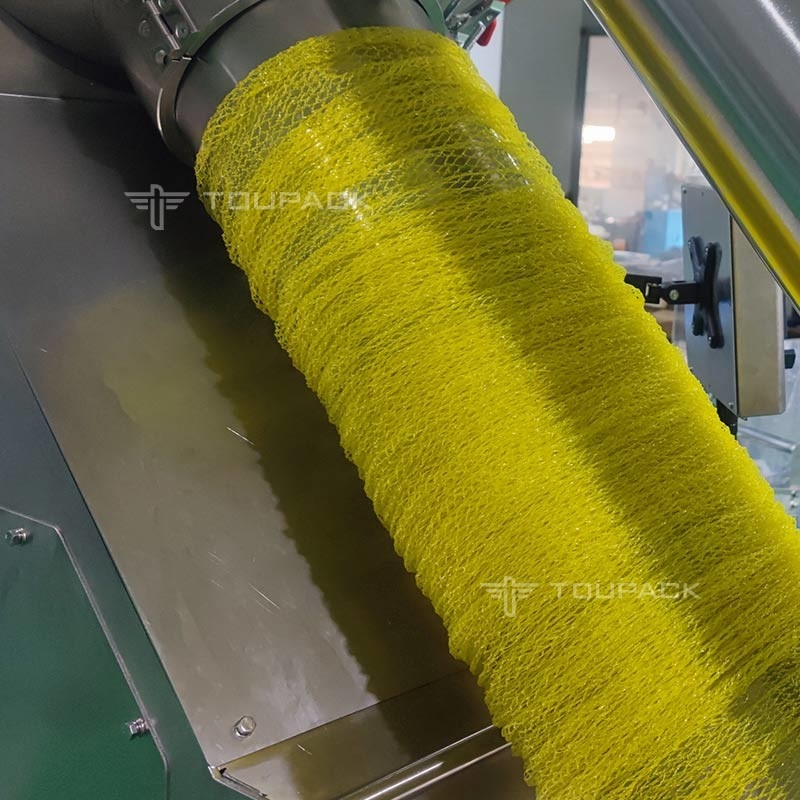 Automatic Net Bag Packing Machine For Gold Coin Chocolate Garlic Mesh Bag Packing Line