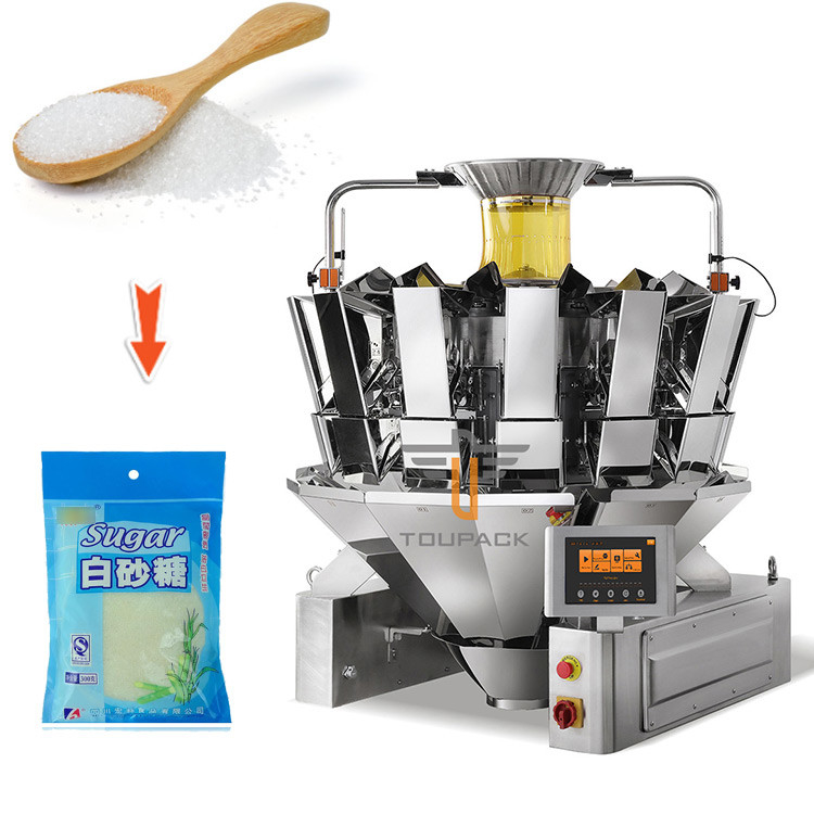 Touch Screen 5-200g X 0.5 Accuracy Multihead Weigher For White Granulated Sugar Packing Machine