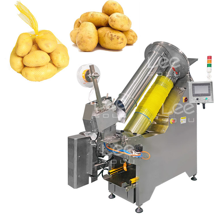 Full Automatic Net Bag Packing Machine For Potato Vegetables Mesh Bag Packing Machine