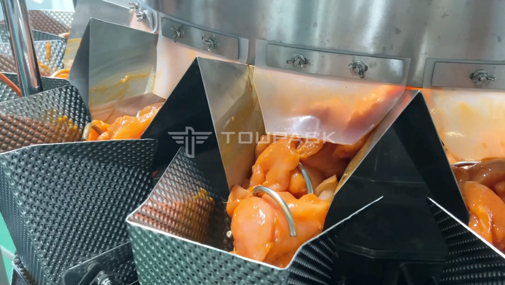 Fresh Chicken Sheep Pork Beef Meat Multihead Weigher 14 Heads Screw Meat Filling Machine