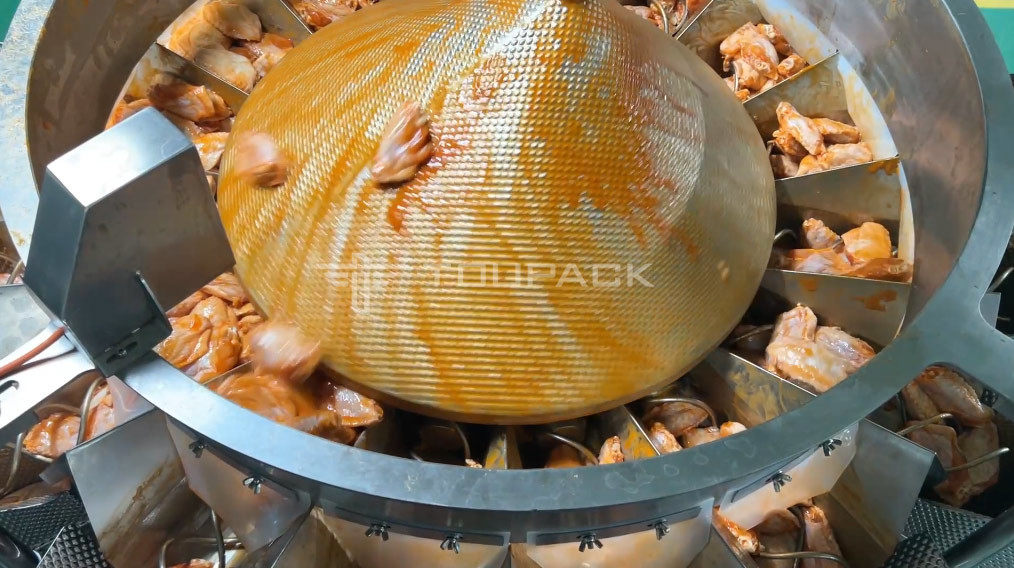 Automatic Screw Feeder Combination Weigher Filling Sticky Food Meat Marinated Chicken Wings Multihead Weigher