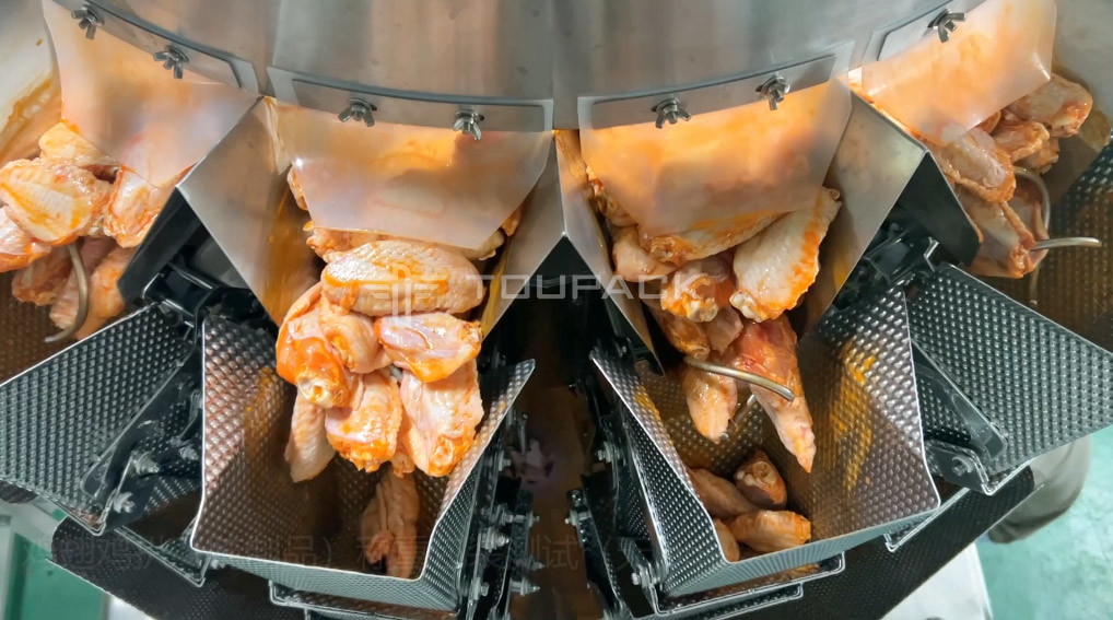Automatic Screw Feeder Combination Weigher Filling Sticky Food Meat Marinated Chicken Wings Multihead Weigher