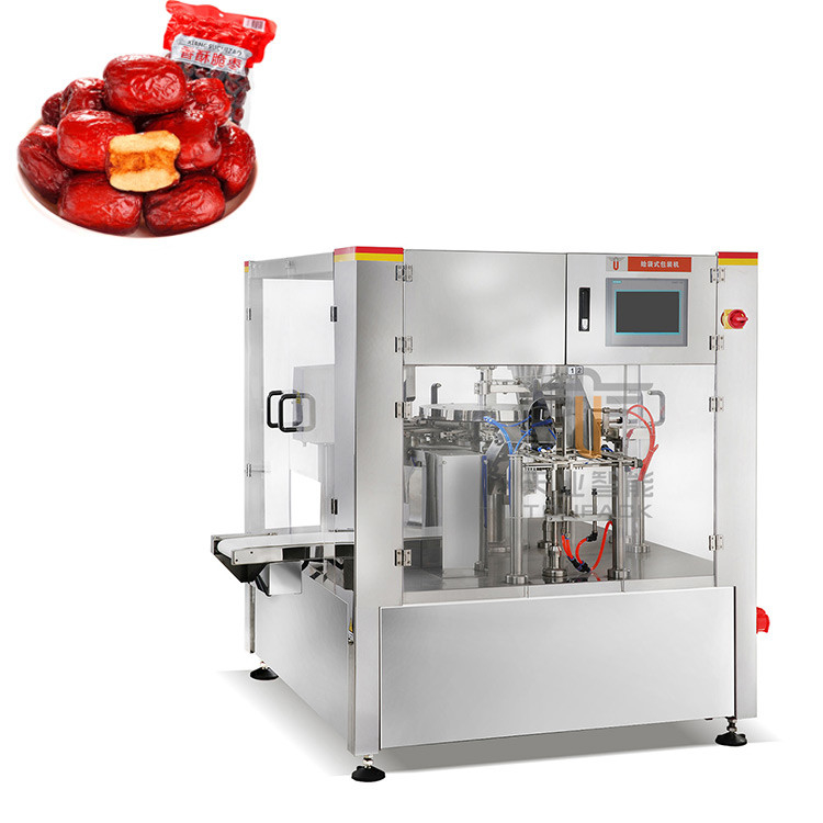 Automatic Rotary Bag Filling And Sealing Machine for Doypack Premade Stand Up Pouch Red Jujube