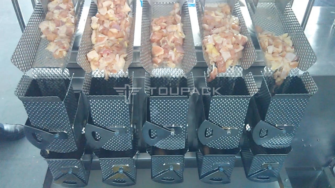 Multifunctional High Speed Filling Packaging Machine 8 Head Weigher For Pickles Diced Chicken