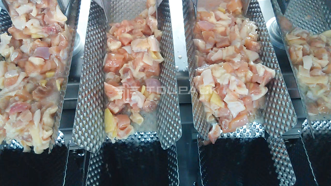 Multifunctional High Speed Filling Packaging Machine 8 Head Weigher For Pickles Diced Chicken