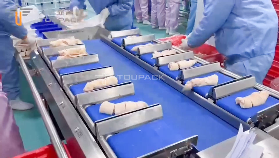 Automatic Belt Type Multihead Combination Weigher Check Weigher Machine For Pig'S Feet
