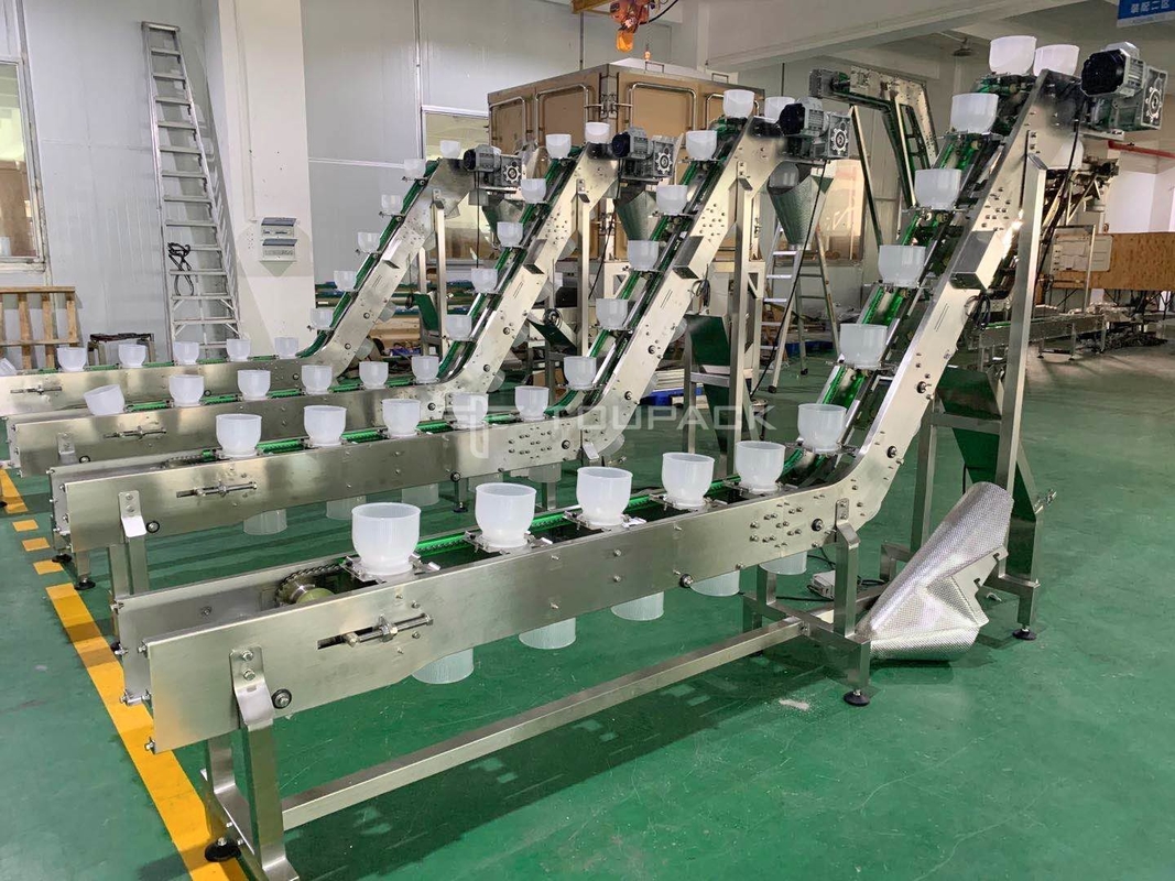 Customized Size Stainless Steel Bowl Z Shape Conveyor For Food Dumpling Meat Ball Belt Conveyor