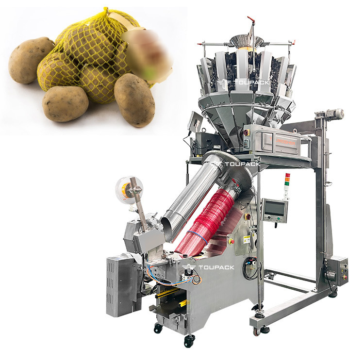 Full Automatic Nylon Net Bag Packing Machine For Fresh Potatoes Walnut Net Bag Clipping Packing Machine