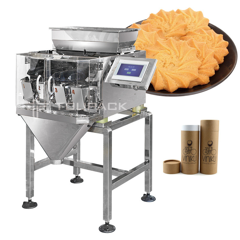 Industrial Quality Stainless Steel Fragile Biscuit Linear Weighers 4 Head Linear Weighing Machine For Packaging