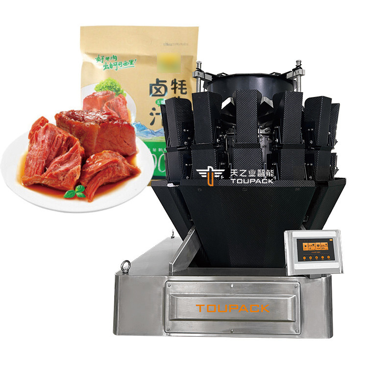 Automatic Beef Meat Pork Poultry Sausages Sticky Food Packing Machine With MultiHead Weighing Sealing Packaging Machine