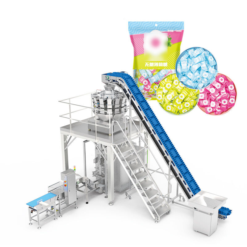 Automatic Bulk Snack Food Packaging Machine Biscuit Cookies Gummy Bag  Pouch Filling Machine Mutlihead Weigher Packing Machine