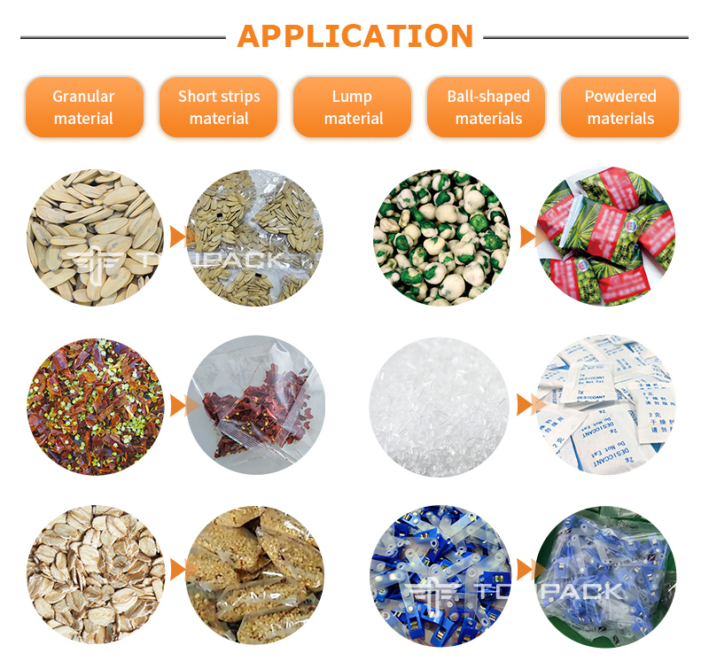 Automatic Multihead Weigher Packing Machine with 60~100BPM Speed 10g-300g Weighing Range and 10
