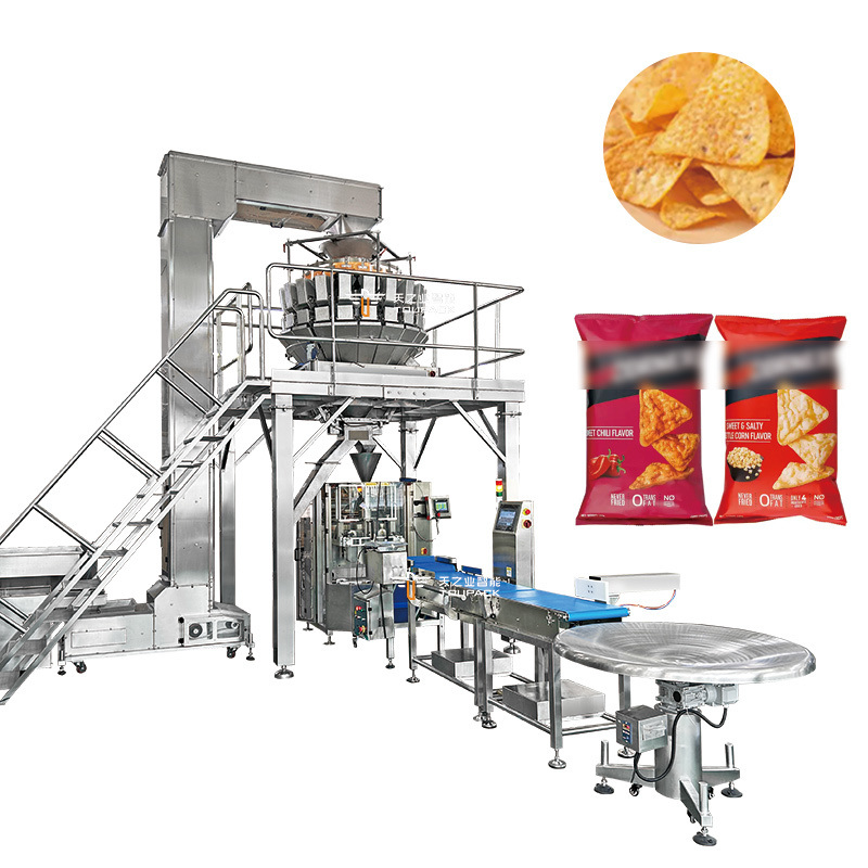 Industrial Multihead Weighers Packing Equipment Popcorn Snack Sugar Biscuits Coffee Cookie Sealing Plastic Bag Packaging Line