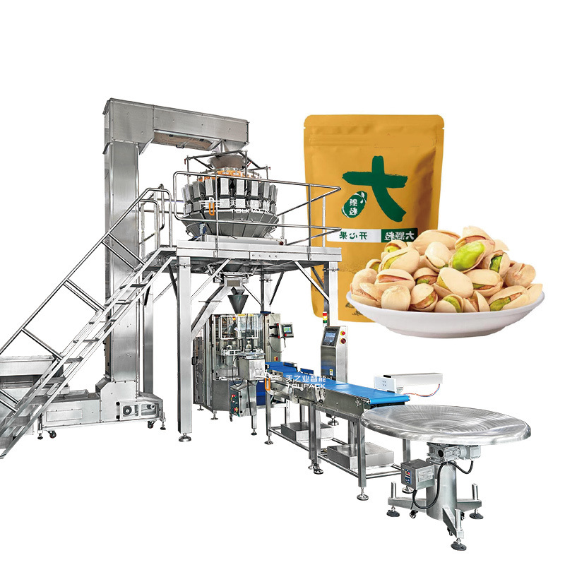 Industrial Multihead Weighers Packing Equipment Popcorn Snack Sugar Biscuits Coffee Cookie Sealing Plastic Bag Packaging Line