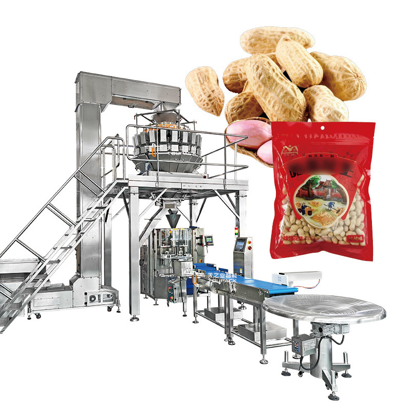 Automatic Pistachio Popcorn Corn Flakes Roasting Peanuts Packing Machine Cashew Nuts Multihead Weigher Packaging Machine