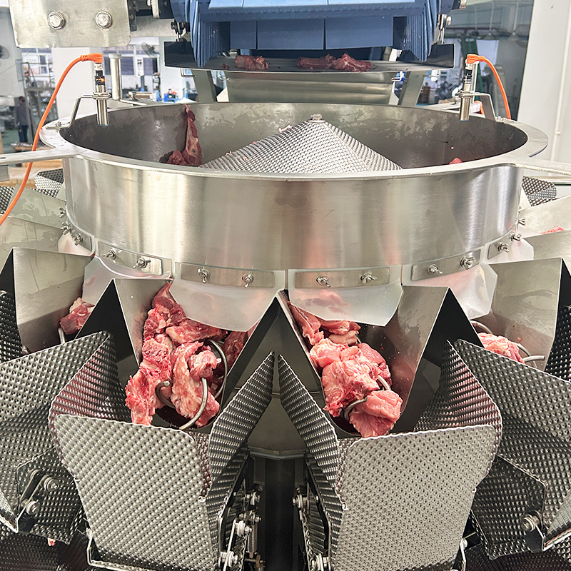 Food Grade Automatic Vacuum Frozen Food Pouch Packing Machine Shrimp Squid Rings Bag Multihead Weigher Filling Packing Machine