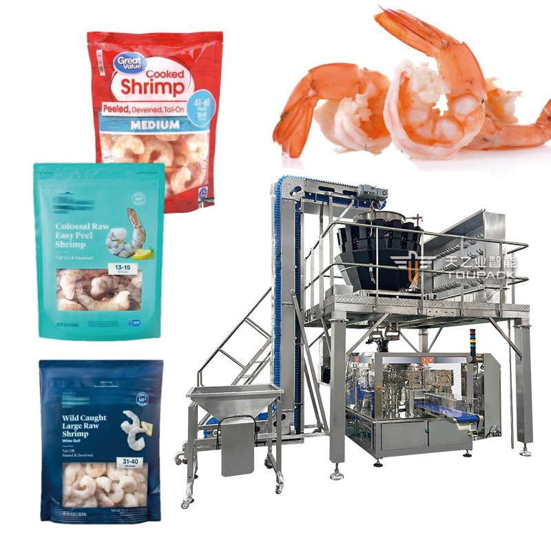 Frozen Vegetable Salad Packing Premade Bag Machine Automatic Zip Lock Pre-made Filling Machine With Frozen Shrimp Zipper Pouch