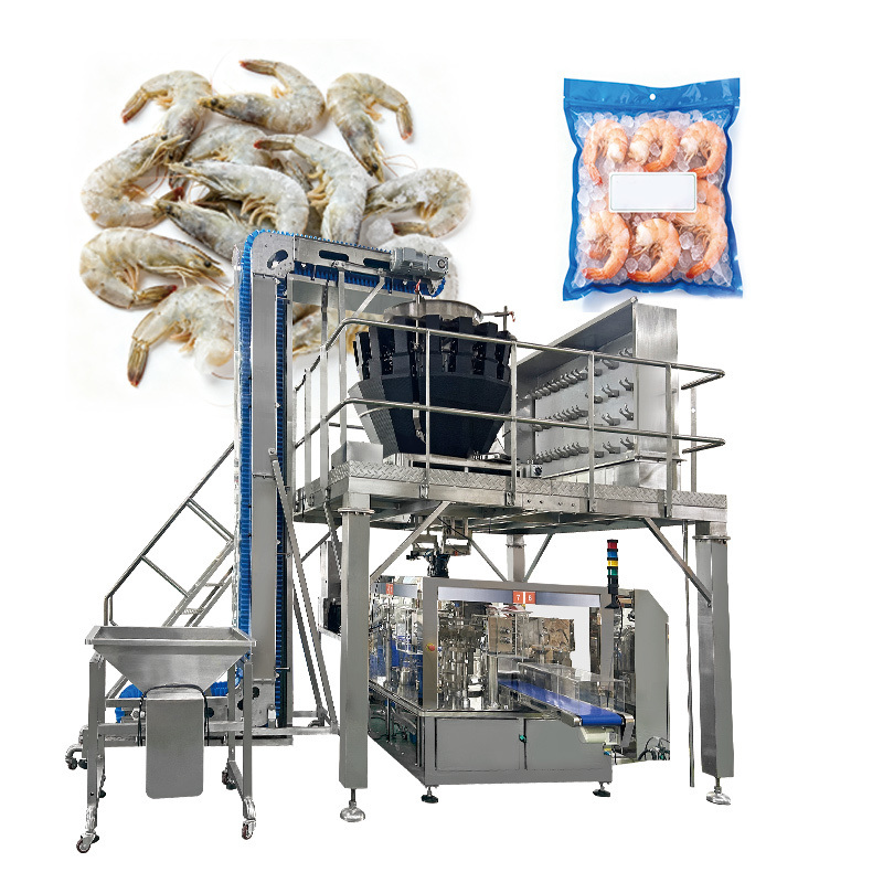 1kg 2kg Chicken Poultry Nuggets wings Meat Premade Pouch Multihead Weigher Stand up Pouch  Rotary Fill Seal Packing Machine