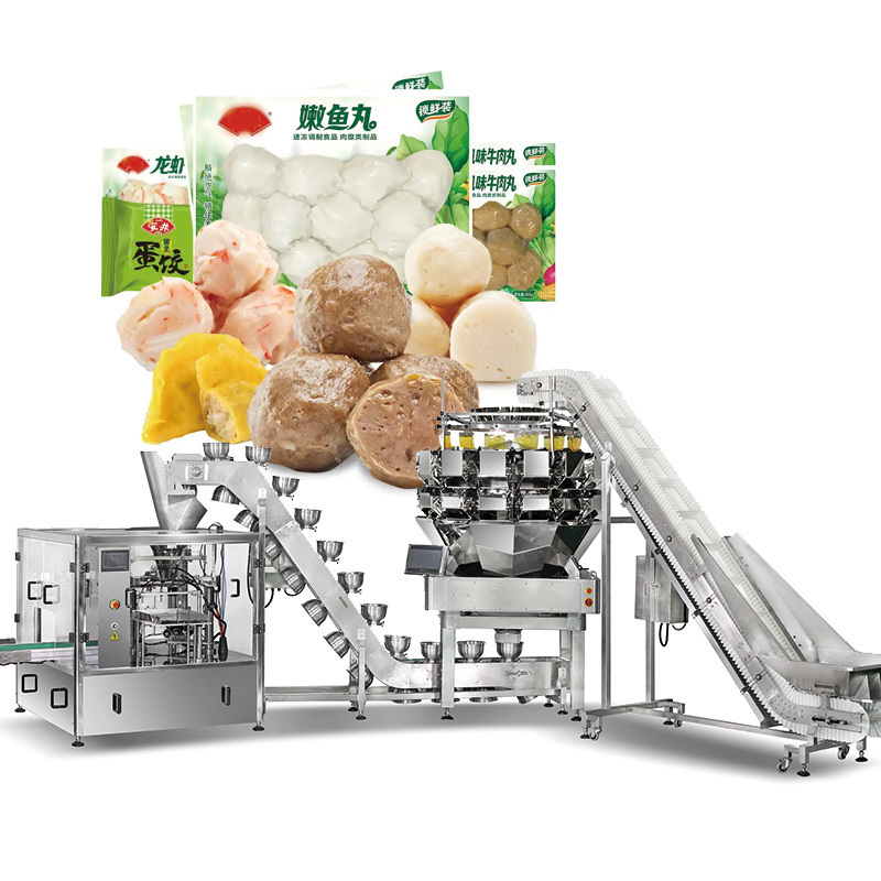 1kg 2kg Chicken Poultry Nuggets wings Meat Premade Pouch Multihead Weigher Stand up Pouch  Rotary Fill Seal Packing Machine