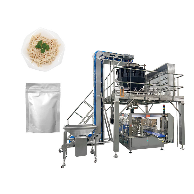 Fresh Food Meat Pie Tray Packaging Machine Multihead Weighing Squid Shrimp Clam Abalone Zipper Bag Automatic Packing Machine