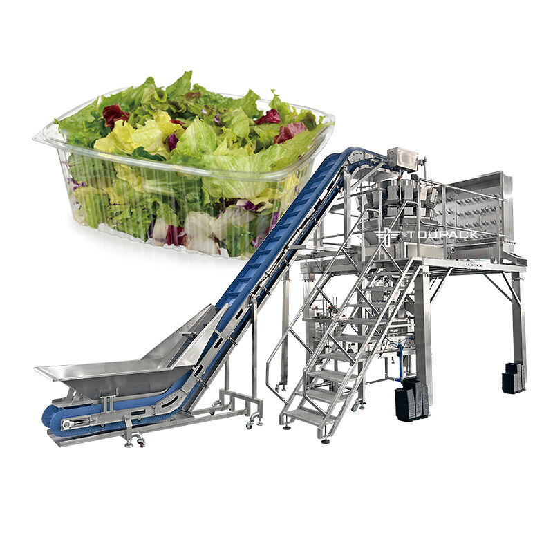 Frozen Products Screw Feeding Multihead Weigher Automatic Tray Packaging Line