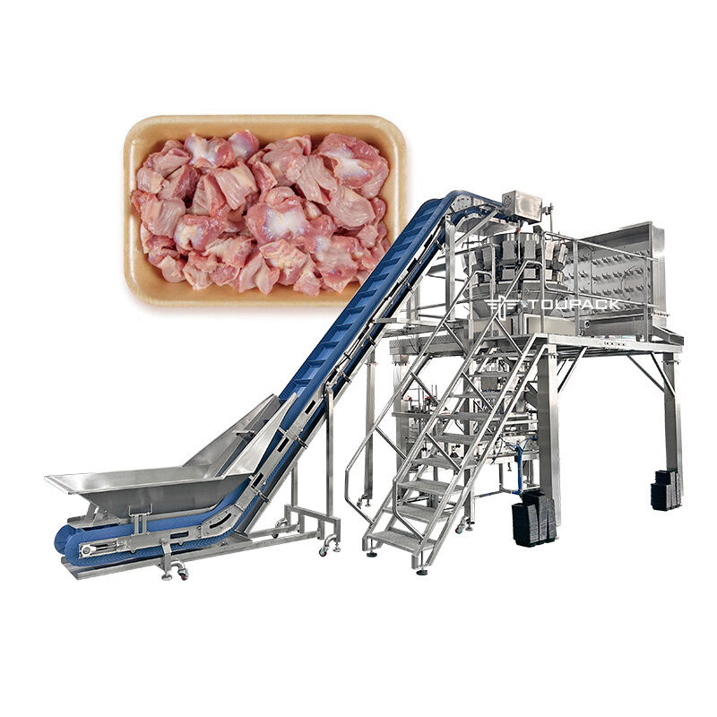 Frozen Products Screw Feeding Multihead Weigher Automatic Tray Packaging Line