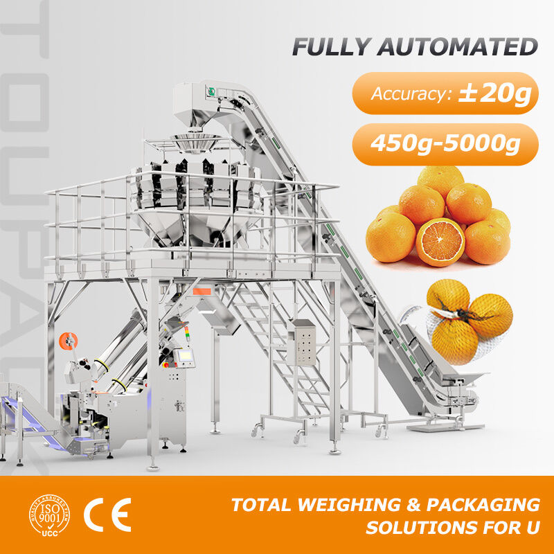 Fully Automatic Mesh Bag Packing Line For Fruits & Vegetables Net Bag Filling Clipping Machine With Mtulihead Weigher