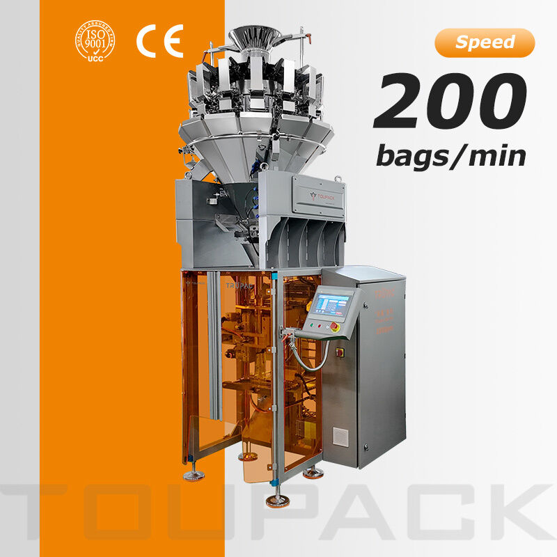 Automatic VFFS Packaging Machine For Food Packaging With Multihead Weigher 20-200 Packs Per Minute High Accuracy Weighing System