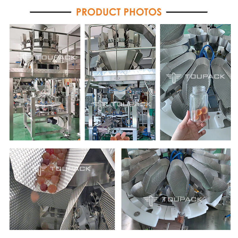 Automatic Candy Nuts Popcorn Can Filling Machine Multihead Weigher Plastic Jar Filling Packaging Line