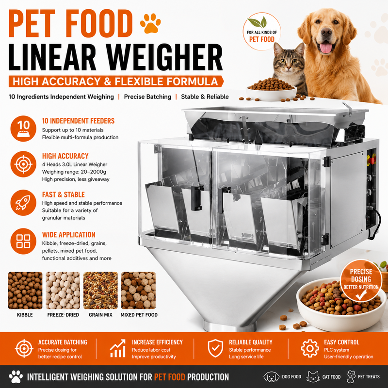 Automatic Doy Pouch Packing Machine Matching Linear Weigher for Senior Pet Dry Feed Granular Material