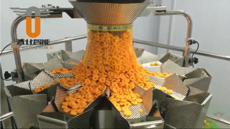 120bag/Min High Accuracy Multihead Weigher Packing Machine For Cheese And Onion Hoops