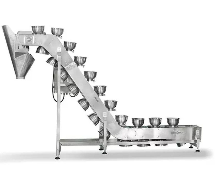 60 WPM Snack Food Packaging Machine Inclined 3L Bowl Type Filling Conveyor