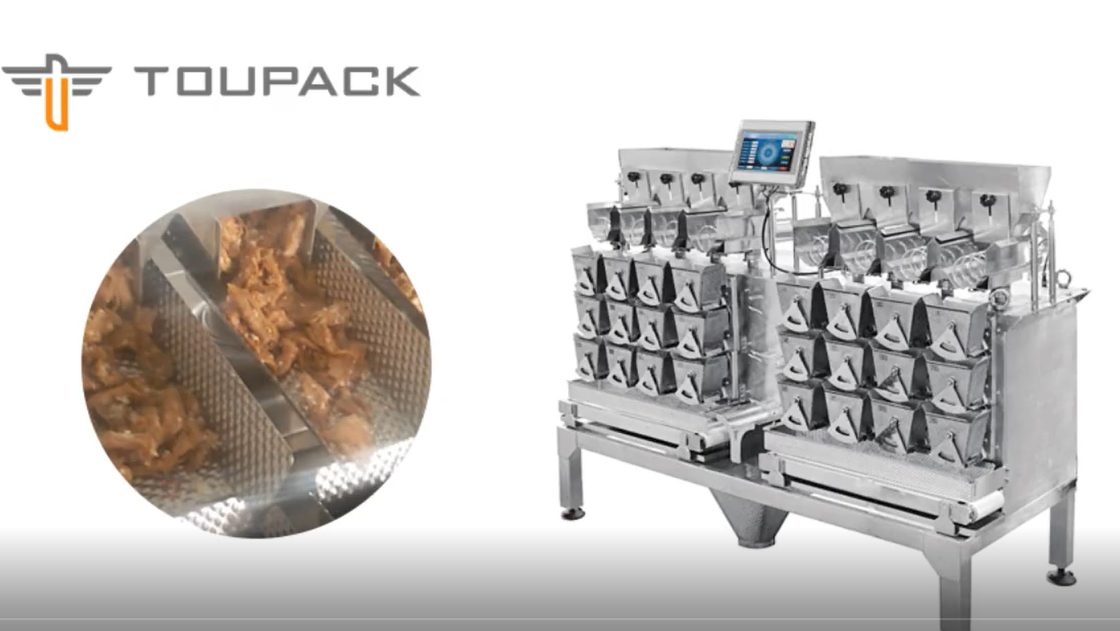 MCU Control Multi Head Weigher For Cooked Meat Filling Fast Food 50 Bag / Min