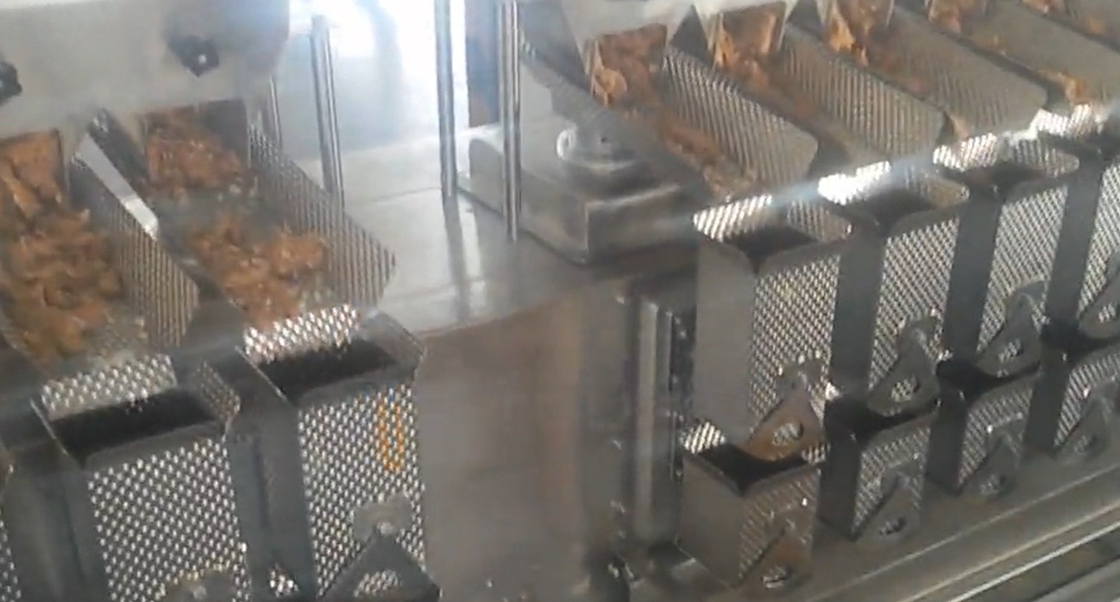 MCU Control Multi Head Weigher For Cooked Meat Filling Fast Food 50 Bag / Min