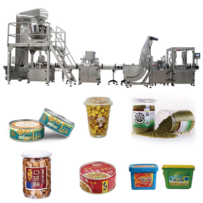 Automatic Bottle Filling Line Fudge Candy Weighing Straight Rotary Can Case Jar Filling Capping Machine
