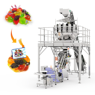 Fruit Jelly Mesh Bag Packaging Machine 500g-5kg Clipping Machine With Multihead Weigher